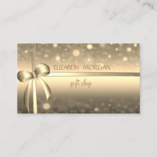 Elegant Faux Gold Bow Business Card