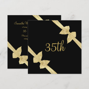 Elegant Faux Gold Bows 35th Birthday Invitation
