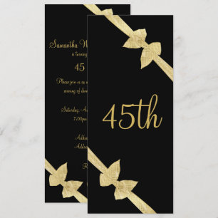 Elegant Faux Gold Bows 45th Birthday Invitation