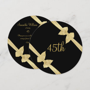 Elegant Faux Gold Bows 45th Birthday Invitation