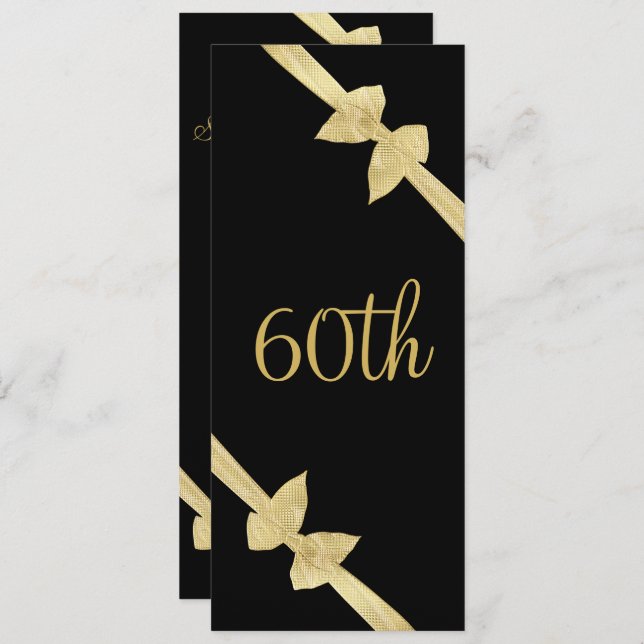 Elegant Faux Gold Bows 60th Birthday Invitation (Front/Back)