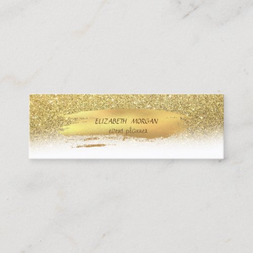 Elegant Faux Gold Brush Stroke Glitter Mini Business Card