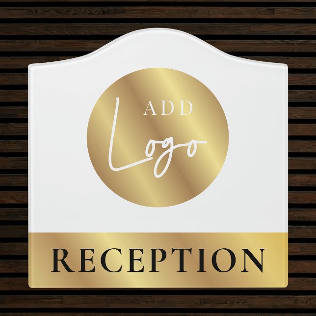 Elegant Faux Gold Business Logo Office Reception Door Sign (Modern white and faux gold effect business logo acrylic door or wall sign)