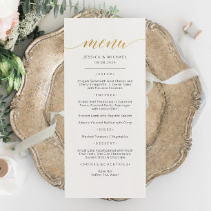 Elegant Faux Gold Calligraphy Menu Card