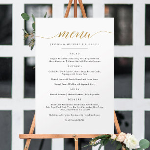Elegant Faux Gold Calligraphy Menu Sign