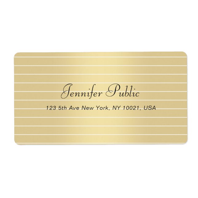 Elegant Faux Gold Calligraphy Script Modern Trendy Label (Front)