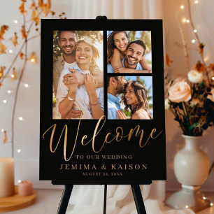 Elegant Faux Gold Calligraphy Wedding Welcome Foam Board