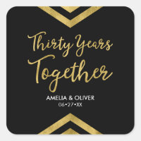 Elegant Faux Gold Chevron 30th Anniversary Party Square Sticker