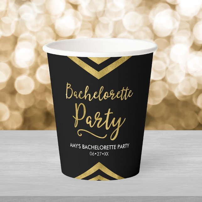 Elegant Faux Gold Chevron Bachelorette Party Paper Cups (Creator Uploaded)