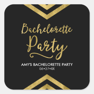 Elegant Faux Gold Chevron Bachelorette Party Square Sticker