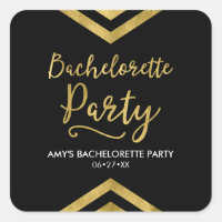 Elegant Faux Gold Chevron Bachelorette Party Square Sticker