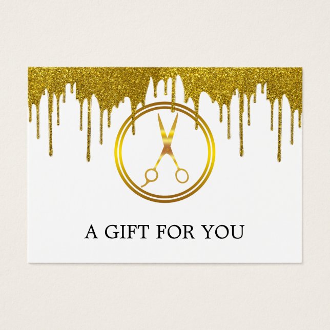 Elegant Faux Gold Circle Scissor Glitter Drip (Front)