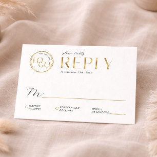 Elegant Faux Gold Company Logo Business Event RSVP Card