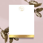 Elegant Faux Gold Company Logo Luxury Business Letterhead<br><div class="desc">Create luxury branded letterheads for your company with this editable white and gold letterhead design. Featuring faux gold effects,  white background and space for your business logo and contact details.</div>