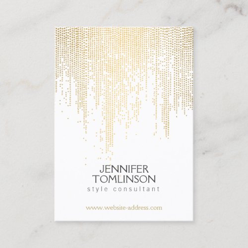 Elegant Faux Gold Confetti Dots on White Large Business Card