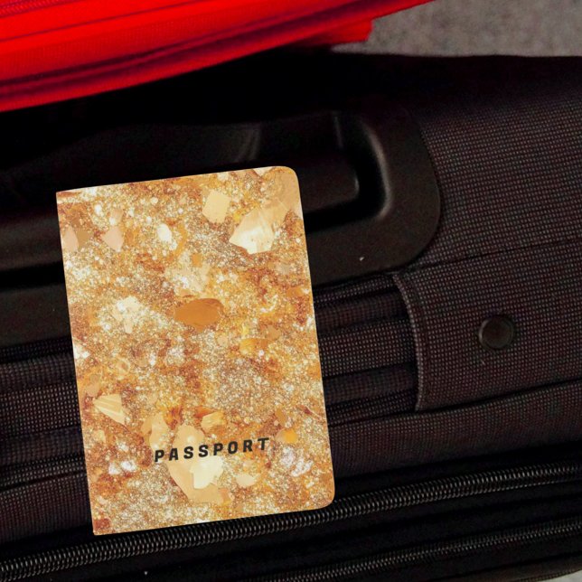 Elegant Faux Gold Crumble Pattern  Passport Holder (Front passport holder cover with template text )