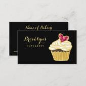 Elegant FAUX Gold Cupcakery and Pink Bokeh Heart Business Card (Front/Back)