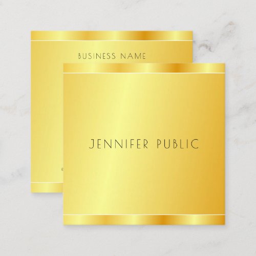 Elegant Faux Gold Custom Modern Professional Square Business Card