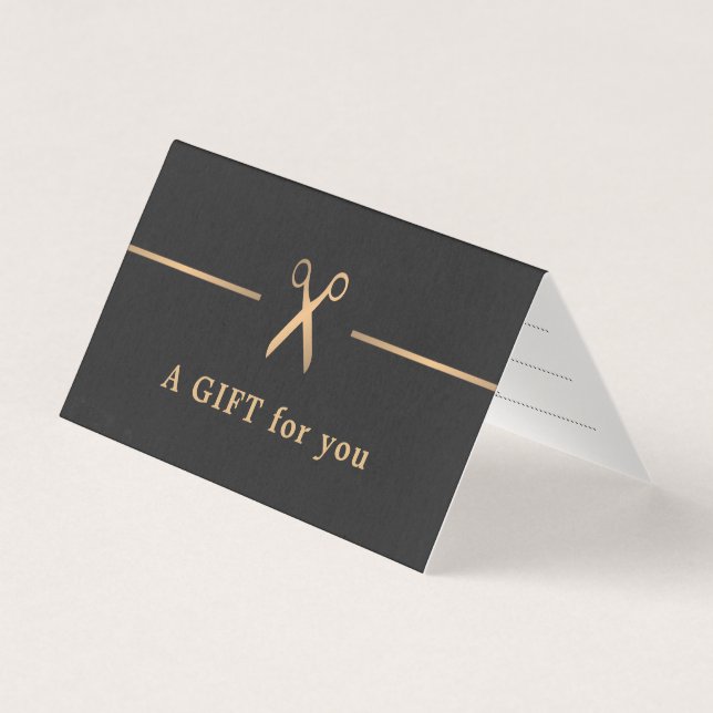 Elegant Faux Gold Dark Hair Gift Certificate (Front)