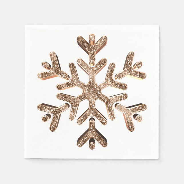 Elegant Faux Gold Diamonds Snowflake Christmas Napkins (Front)