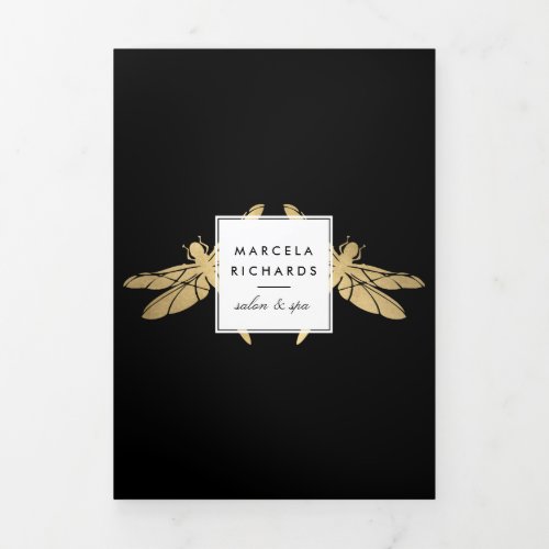 Elegant Faux Gold Dragonfly Duo Black Brochure