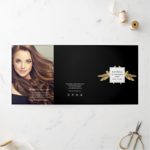 Elegant Faux Gold Dragonfly Duo Black Brochure