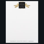 Elegant Faux Gold Dragonfly Duo Letterhead<br><div class="desc">An elegant and unexpected pair of faux gold dragonflies peak out from behind a stylized box holding your name or business name on this personalized letterhead. Beautiful stationery for interior designers,  jewelry designers,  home staging,  decorators,  or any creative profession. © 1201AM Design Studio</div>