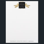 Elegant Faux Gold Dragonfly Duo Letterhead<br><div class="desc">An elegant and unexpected pair of faux gold dragonflies peak out from behind a stylized box holding your name or business name on this personalized letterhead. Beautiful stationery for interior designers,  jewelry designers,  home staging,  decorators,  or any creative profession. © 1201AM Design Studio</div>