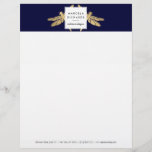 Elegant Faux Gold Dragonfly Duo on Dark Navy Letterhead<br><div class="desc">An elegant and unexpected pair of faux gold dragonflies peak out from behind a stylized box holding your name or business name on this personalized letterhead. Beautiful stationery for interior designers,  jewelry designers,  home staging,  decorators,  or any creative profession. © 1201AM Design Studio</div>