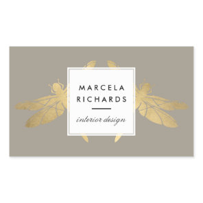 Elegant Faux Gold Dragonfly Duo on Taupe Rectangular Sticker