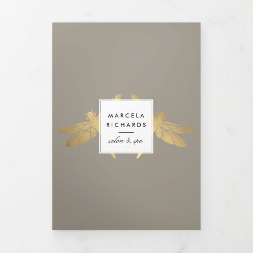 Elegant Faux Gold Dragonfly Duo Taupe Brochure