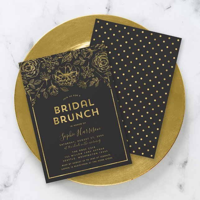 Elegant Faux Gold Floral Bridal Brunch Invitation (Creator Uploaded)