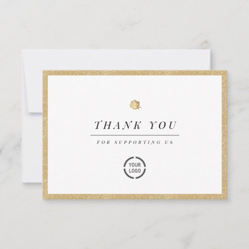 Elegant faux gold floral minimalist business thank thank you card