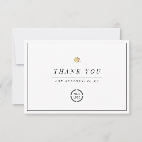 Elegant faux gold floral minimalist business thank you card