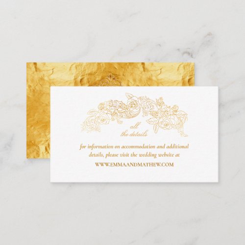 Elegant Faux Gold Foil Baroque Wedding Website Enclosure Card