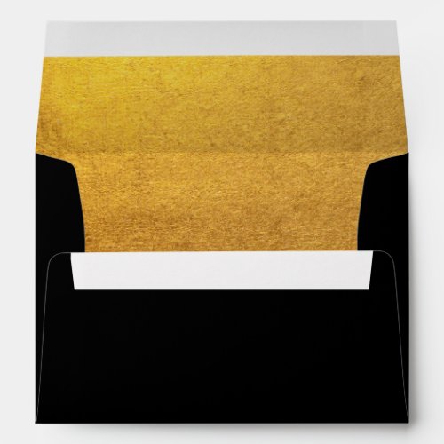 Elegant Faux Gold Foil Black Envelope