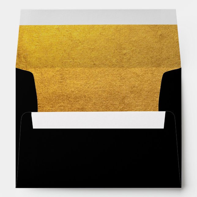 Elegant Faux Gold Foil Black Envelope (Back (Bottom))