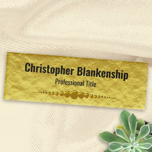 Elegant Faux Gold Foil Black Text Personalized Name Tag