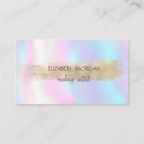 Elegant Faux Gold Foil Brush StrokeHolographic Business Card