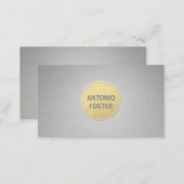 Elegant Faux Gold Foil Circle Gray Paper Designer Business Card (Front/Back)