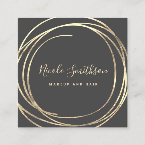 elegant FAUX gold foil circle Square Business Card