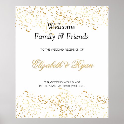 Elegant Faux Gold Foil Confetti Custom Wedding Poster