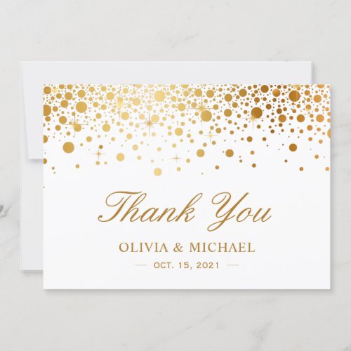 Elegant Faux Gold Foil Confetti Dots Thank You Card