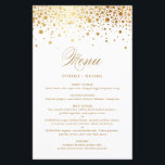 Elegant Faux Gold Foil Confetti Wedding Menu Card<br><div class="desc">Add an elegant accent to your event tablescape with this customizable menu card. It features faux gold foil confetti dots with an elegant script. Personalize this elegant menu card by adding your own details. This faux gold foil menu card is perfect for weddings, bridal showers, baby showers, and so much...</div>