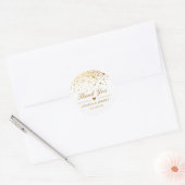 Elegant Faux Gold Foil Confetti Wedding Thank You Classic Round Sticker (Envelope)