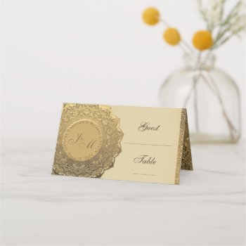 Elegant Faux Gold Foil Look Place Card by GlitterInvitations at Zazzle