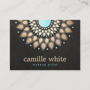 Elegant Faux Gold Foil Lotus Black Business Card