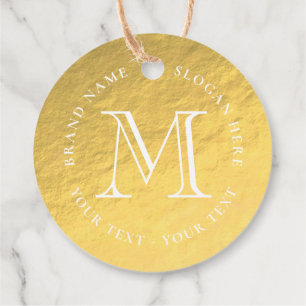 Elegant Faux Gold Foil Monogram Logo Favor Tag