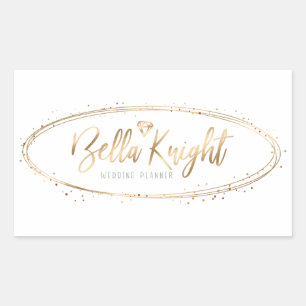 Elegant Faux Gold Foil Oval Confetti Company Logo Rectangular Sticker