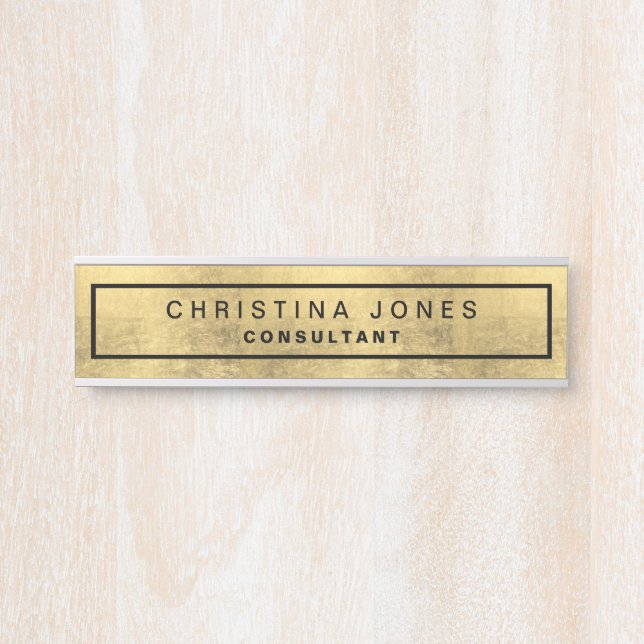 Elegant Faux Gold Foil Pattern Corporate Business Door Sign (Front)